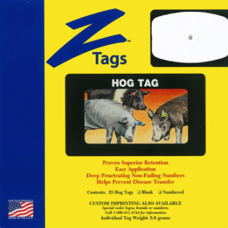 Z Tag 1 piece hog blank (White) 25 pack
